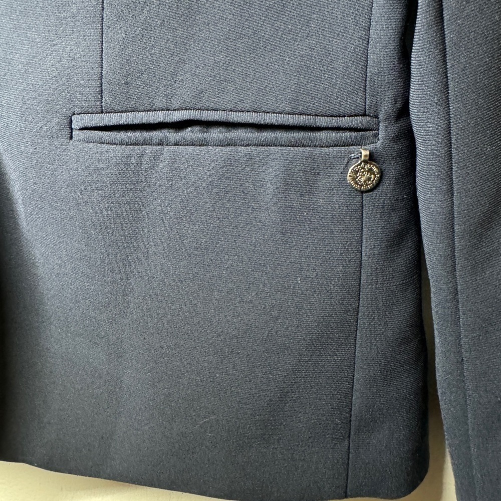 Maison Scotch Navy Blue Black Sequin Single Button Closure Tuxedo Blazer Size 1 - Picture 9 of 16